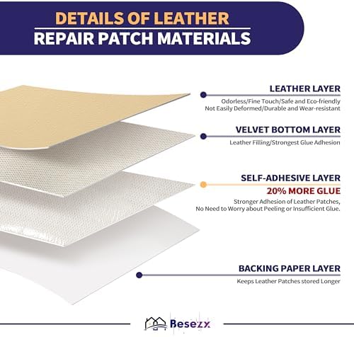 Besezx Leather Repair Patch Tape Kit, Self Adhesive Leather Repair for Furniture, Couch, Sofa, Car Seats,Office Chair,Vinyl Repair Kit.30inx16in