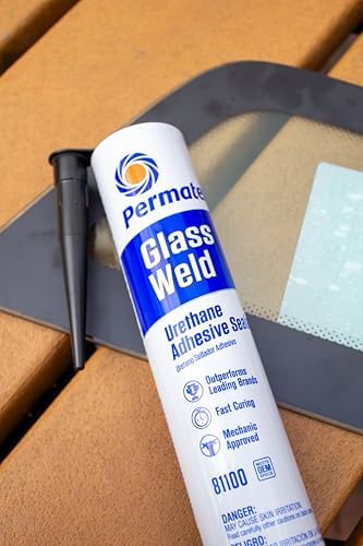 Permatex 81100 Glass Weld Premium Urethane Windshield Sealant - Polyurethane Glue Automotive Seam Sealer, Window Sealant Glass Glue for Car Glass Repair - Strong, Flexible, Fast Curing, 10.5oz