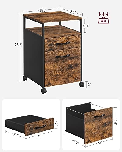 VASAGLE 2 Drawer File Cabinet, Rolling Printer Stand