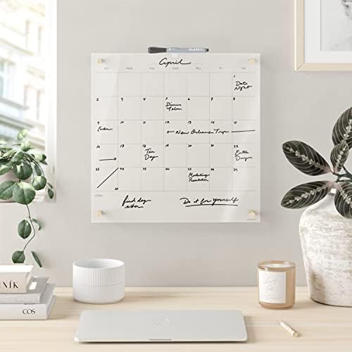 U Brands Dry Erase Calendar Whiteboard, 16” x 16”, Clear Acrylic