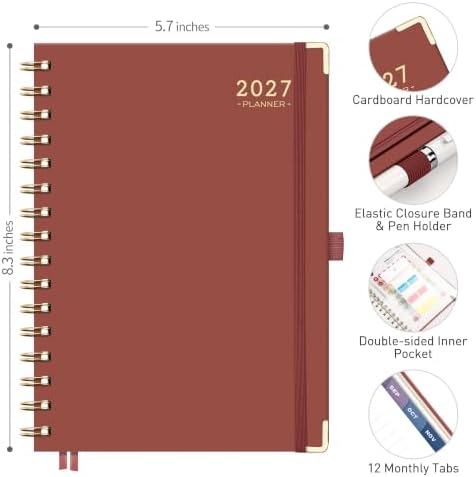 RETTACY 2027 Planner, Weekly and Monthly, A5 Size (5.7" x 8.3")