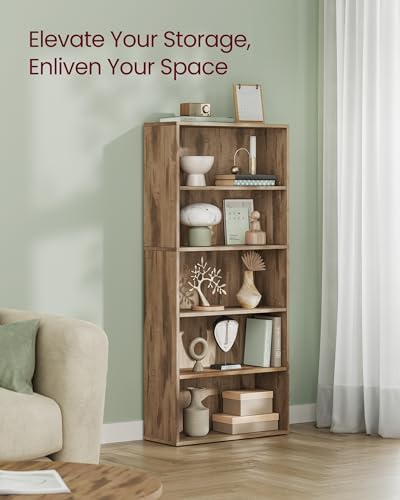 VASAGLE 5-Tier Bookshelf, Storage Organizer, 23.6 x 9.4 x 52.8 Inches