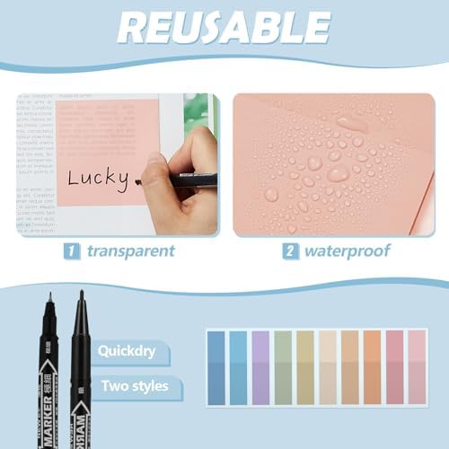 Jutom 39 Pcs Aesthetic Book Annotation Kit,Mint Green,Cute Style