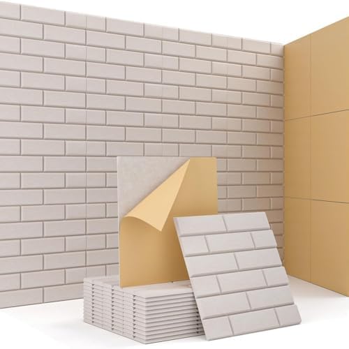 Large Self-Adhesive Cork Board,Set of 12 Soundproof Wall Tiles,Felt Wall Cushion for Home,Studio,Recording Room,Office,Acoustic Treatment (Camel)