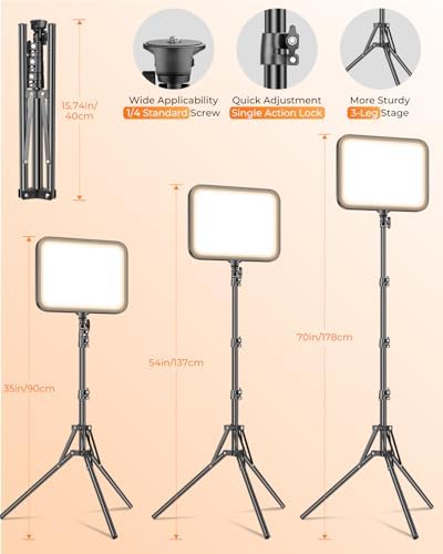 Torjim 11 Inch Video Light Kit for Creators-24W High Brightness Studio Lights with Tripod Stand & Phone Holder & Remote, Adjustable Photography Lighting for Clearer YouTube Streaming Home Studio