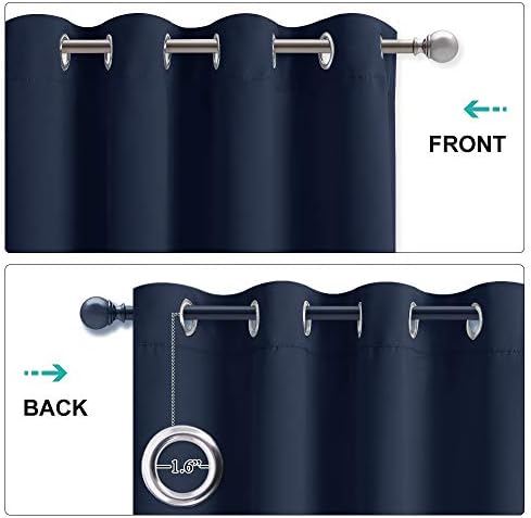 NICETOWN Road Noise Dampening Curtain Panels, Energy Smart & 100% Blackout Drapes for Dining Room Window, Thermal Insulated Office Lined Window Dressing for Privacy and Quiet(Navy, 52 x 102 inch)