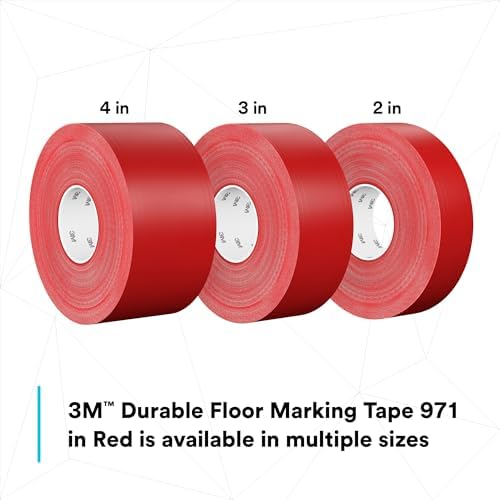 3M Durable Floor Marking Tape 971, Red, 4 in x 36 yd, 17 mil, 1 Roll
