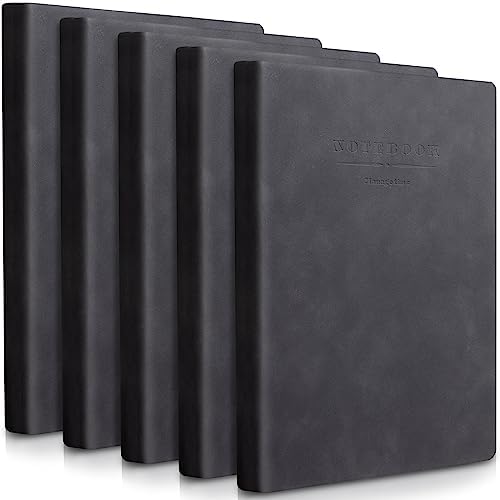 SATINIOR 5 Pack A4 Notebooks Leather Softcover Journal, Black