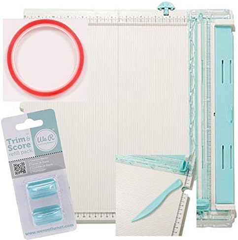 We R Memory Keepers Scoring Board for Paper Folding, Scrapbooking, Crafting, Trimming, Cutting, Crease Score Board Bundle with Super Sticky Tape (With Extra Blades)