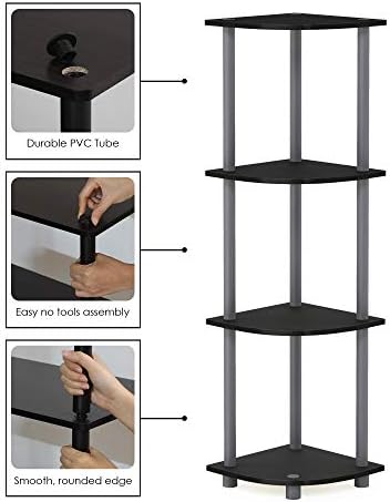 Furinno Turn-N-Tube Toolless Assembly 4-Tier Storage Shelves, Black