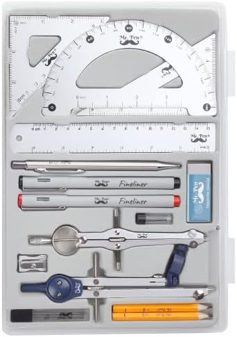 Mr. Pen- Professional Geometry Set, 15 pcs, Drafting Tools with Protractor