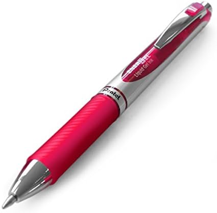 Pentel EnerGel Deluxe RTX Retractable Liquid Gel Pen, Medium Line, Metal Tip, Pink Ink, Box of 12 (BL77-P)