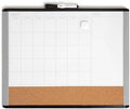 U Brands Magnetic Dry Erase 3-in-1 Calendar White Board, 16" x 20", Black and Gray Frame