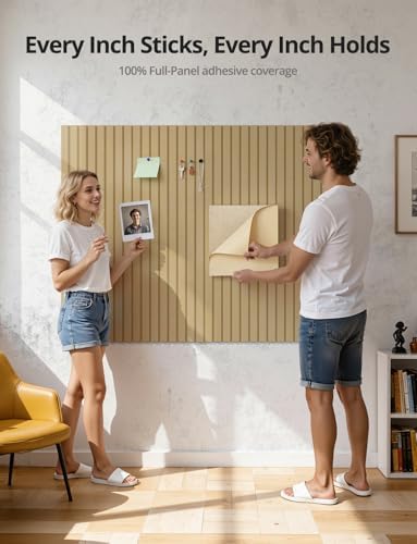 Kuchoow Large Felt Bulletin Board Cork Tiles for Wall Office Decor Brown Memo Pinboards, 48" × 36" Self Adhesive 12 Pack Photo Display Decorative Mood Corkboard Panels for Classroom Kitchen Home