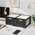 Bamboo Hanging File Organizer, Desktop File Box, Open Top, 2 Pack, Black | Open-Top Access, 4 Hanging Folders Included, Letter & Legal Files, Sliding Rails, Reinforced Handles, Easy Assembly