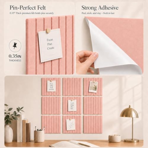 Stripe Felt Bulletin Board Tiles, Cork Board Alternative 48 x 36 in