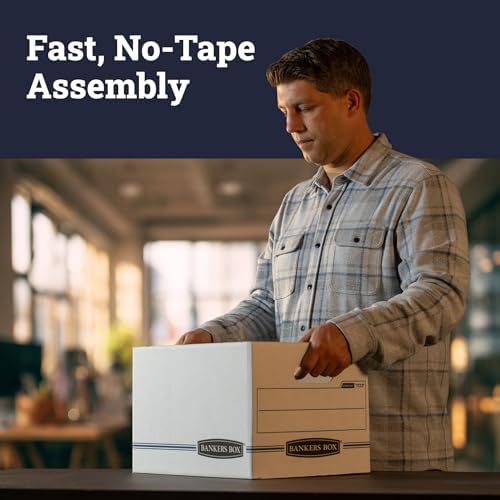 Bankers Box 12-Pack Basic-Duty File Storage Box with Lid, Letter/Legal | Tame everyday paperwork with affordable file boxes, lift-off lids, and reinforced handles for simple record storage.