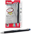 Pentel Glidewrite Signature Ballpoint Pen, Black Barrel, (1.0mm) Medium Line, Blue Ink, 12 Pens (BX930A-C)