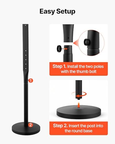 VEVOR Portable Sign Post, 2-Pack, 4 ft Tall, Metal Sign Stands with Heavy Duty Cast Iron Base, Multi-Hole Design for Easy Installation, Wind-Resistant, for Indoor and Outdoor Parking, Warning, Notice