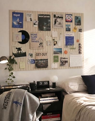 Aothia 12-Pack Felt Bulletin Board Tiles 48"x36", Modular Pin Board for Notes, Photos & Mood Boards, Cork Board Alternative for Smooth Walls, 0.35" Thick, 70 Adhesive Tabs & 40 Pins, Oatmeal