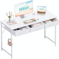 Pamray 47 Inch Small Computer Desk with 3 Drawers for Bedroom Study Writing Home Office Table for Small Spaces White