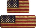 Vintage America Flag Kitchen Floor Mat Set of 2, Non Slip Rugs Absorbent Mats for Floor Countertop Office Home, Striped Star Flag Indoor Outdoor Decor Doormat 17" x 29.5" + 17" x 47"