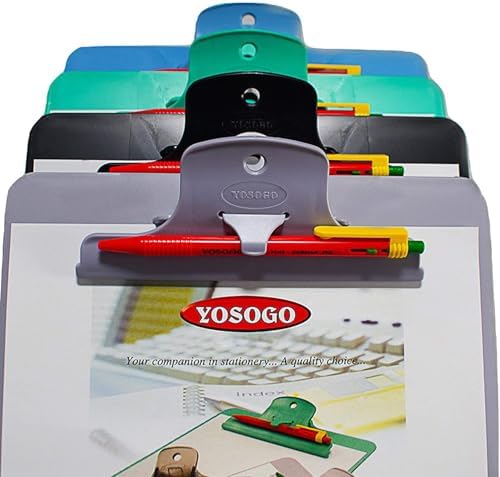 Yosogo A4/Letter Size Plastic Clipboard, 4-Pack with Handy Pen Holder & Bonus Pen, Holds up to 40 Sheets, Durable Plastic – Writing, Office, Stationary, School Supplies Set (4-Pack)