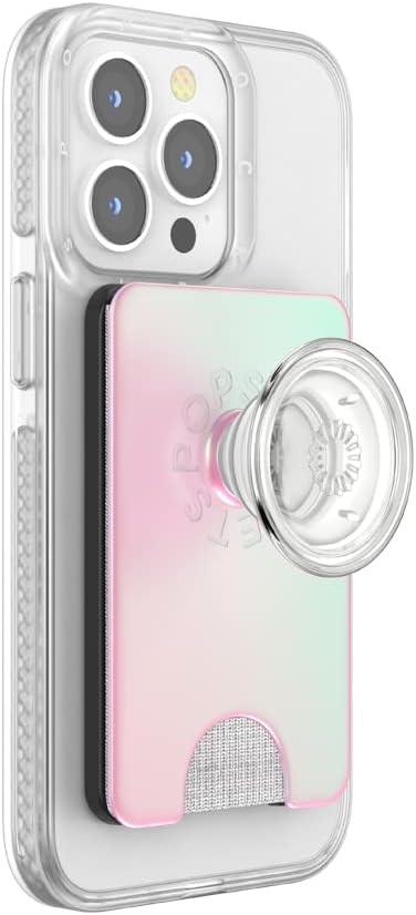 PopSockets Phone Wallet for MagSafe with Grip- Mermaid Pink | PopWallet, Holds 3 Cards, Magnetic, Removable, Secure, Light Pink, Phone, Women