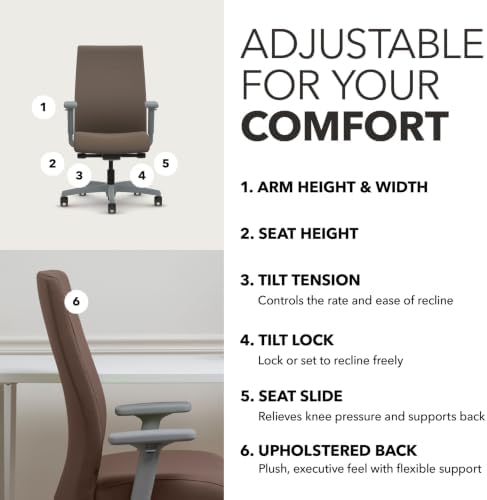 HON Ignition 2.0 Ergonomic Office Chair, Lumbar Support, Desk Chair, Bark