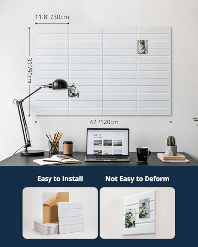 Cork Board, 48"x36" Felt Bulletin Board with Self Adhesive White