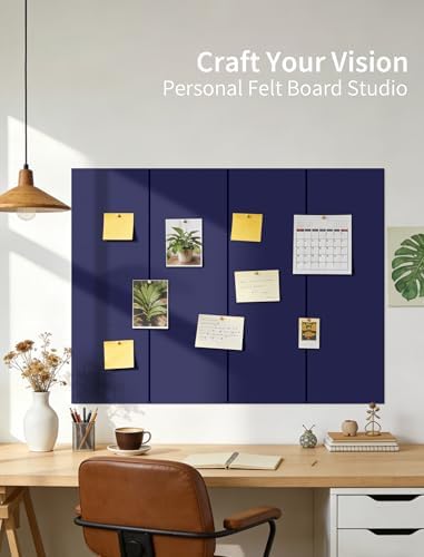 48" x 36" Cork Board Alternative, 12 Pack Felt Bulletin Board Tiles with 30 Adhesive Tabs Wall Push Pin Board for Office Classroom Bedroom Decor