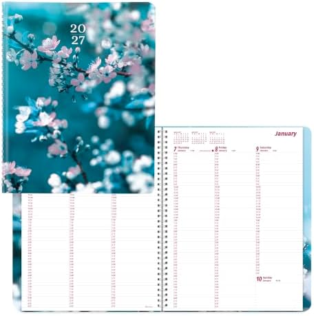 Brownline® 2027 Essential Weekly Planner, Appointment Book, 12 Months, January to December, Twin-Wire Binding, 11" x 8.5", Cherry Blossoms (CB950G.03)