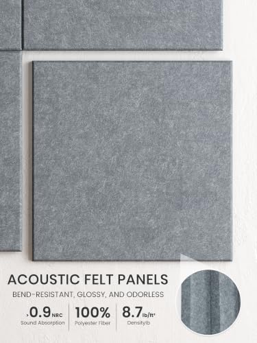 Bumusty 48"x 36" Large Felt Bulletin Board Tiles, Blue Gray