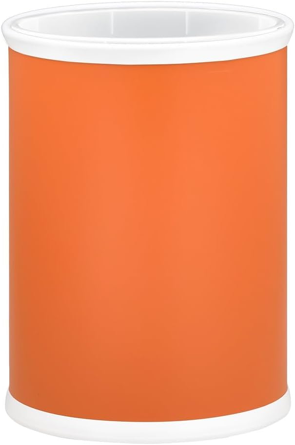 Kraftware Rainbow Oval Wastebasket with Plastic Liner, Adding Color and Fun to the Bathroom and All Other Rooms in the Home or Entertainment Space, 13 Quart Capacity, 2 piece Set, Orange