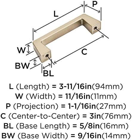 Amerock | Cabinet Pull | Champagne Bronze | 3 inch (76 mm) Center to Center | Blackrock | 1 Pack | Drawer Pull | Drawer Handle | Cabinet Hardware