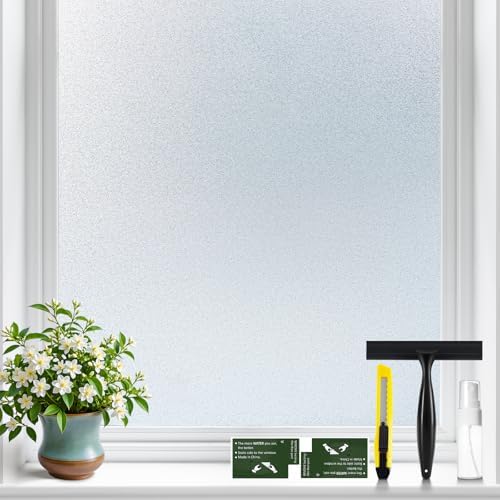 GTJ Frosted Glass Window Privacy Film, Static Cling No Glue, 17.5 x 78.7 in