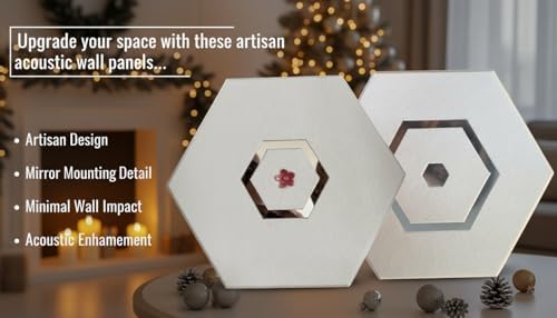 Decorative Wall Acoustic Panel. 12 x 10 x 0.4 inches with an artisan mirror design or floral design (Floral-Pink)
