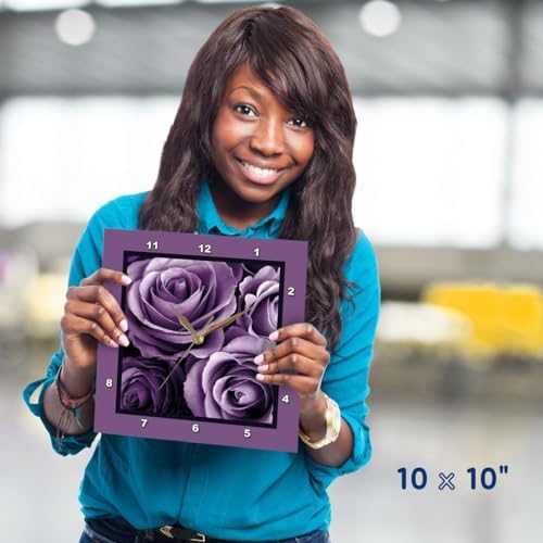 Wall Clock Silent - 13 inch - Close up of Dreamy Lavender Purple Rose Bouquet - Garden Nature Florals Flowers Roses Bouquet