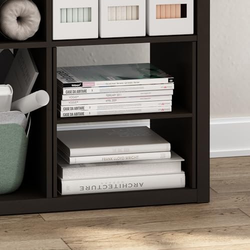 Furinno Cubicle H-Shelf Cube Insert, Cube Organizer, Dark Oak | 13.3W x 13.4H, Fits into Furinno Extra Thick Cubes, for Organizers and Storage (Does not fit IKEA Kallax Shelving)