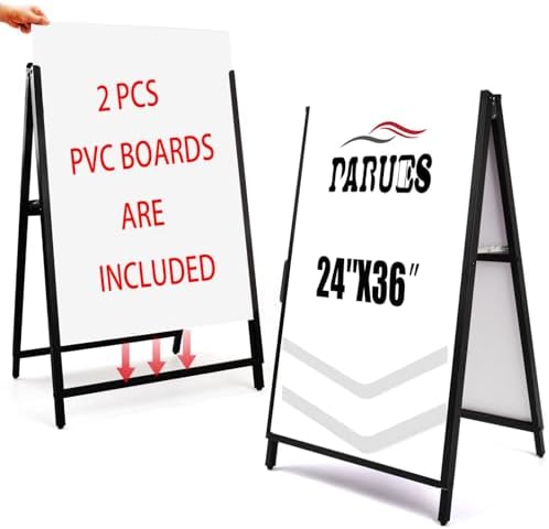 A Frame Sidewalk Sign 24x36 inches Sandwich Board Signs Outdoor Heavy Duty Double-Sided,including 4 Corrugated Boards & 4 Anti-Glare Covers for Business Indoor Outdoor (2 PACK)