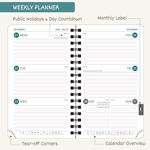 BEZEND Pocket Calendar 2027, Weekly Monthly Planner for Purse (3.5" x 6")