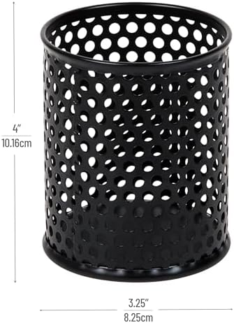 Mind Reader Metal Pen Cups, Mesh Pencil Holders, Desktop Organizer Set, Metal, Set of 3, Black