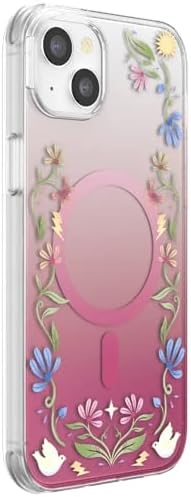 PopSockets iPhone 14 Plus Phone Case with MagSafe, Wireless Charging Compatible, Disney - Boho Wildflowers Maroon