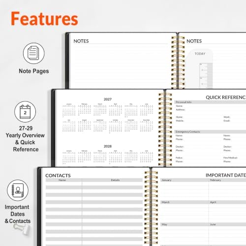 SUNEE 2027 Appointment Book, Quarter-Hourly, Weekly Monthly Planner, 6" x 8.3",Black