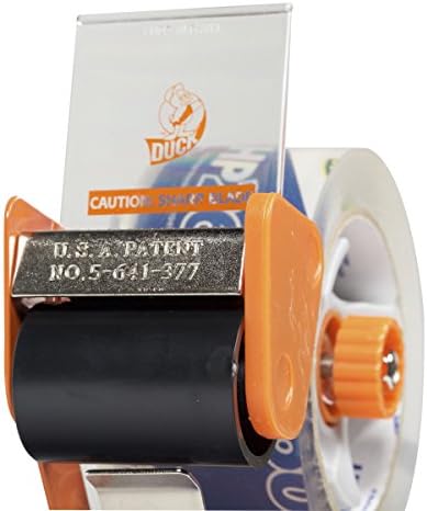 Duck High Performance Clear Packing Tape with BladeSafe Dispenser –Tape Gun with HP260 Strong Packaging Tape for Shipping,Moving, Mailing & Boxes-3" Core, 1.88" x 60 Yards, Clear (1078566)(Pack of 6)