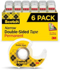 Scotch Permanent Double Sided Tape, Card Making and Holiday Scrapbooking Supplies, Alternative to Gift Wrap Tape for Wrapping Presents, 0.50 in. x 500 in., 6 Rolls with Dispensers