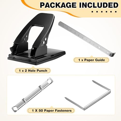 Dreyoo Two Hole Punch with 50pcs Paper Fasteners, 30 Sheet Capacity