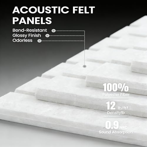 Large Felt Bulletin Board Cork Board Alternative with Safe Removable Adhesive Tabs, Wall Bulletin Board for Home Office Classroom Pin Board (Cold White, Fine-Stripe 6-Pack)