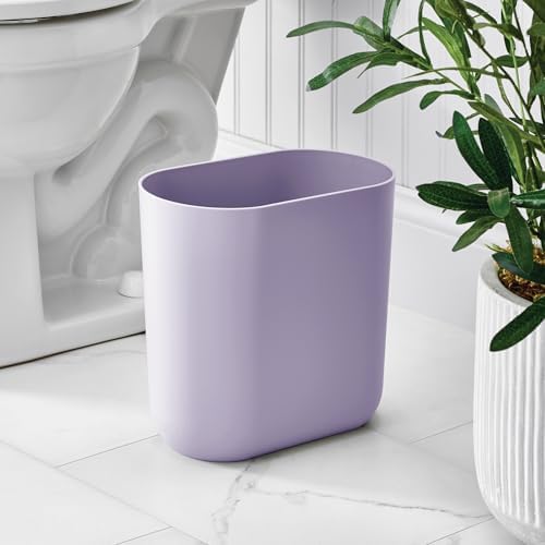 iDesign Small Slim Plastic Bathroom Trash Can, Purple