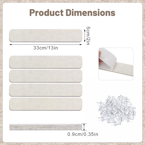 5 Pack Felt Bulletin Board Strips, 13x2 Inch Pin Board, Cork Boards